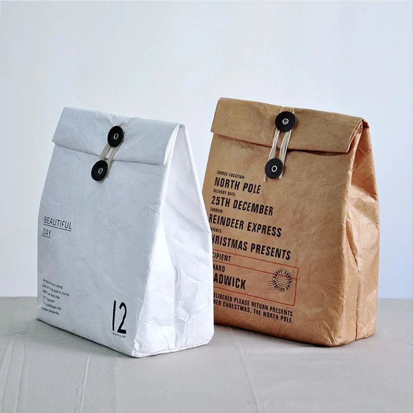 2023 High Quality Recyclable Custom Made Water Resistant Insulated Thermal Tyvek Cooler Lunch DuPont Paper Bag