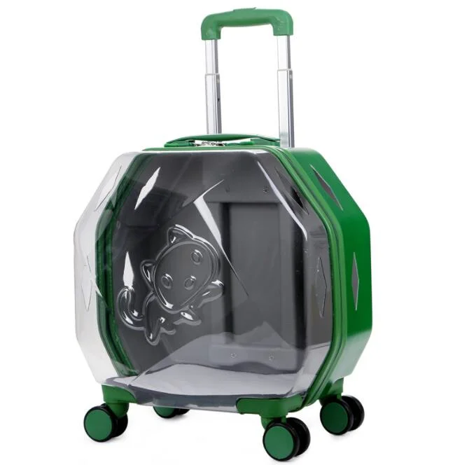 Cat Bag Portable Trolley Case Pet Bag Cat Transparent Pet Breathable Cat Bag out Luggage Space Capsule Trolley Case