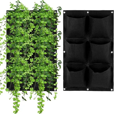 Borsa per coltivazione da giardino con fioriera sospesa verticale a 6 tasche