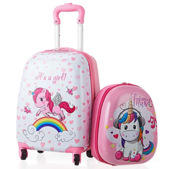 2022 Borse per bagagli con ruote in ABS personalizzate per bambini carini per borsa per bagagli da viaggio con carrello pigro per la scuola delle ragazze